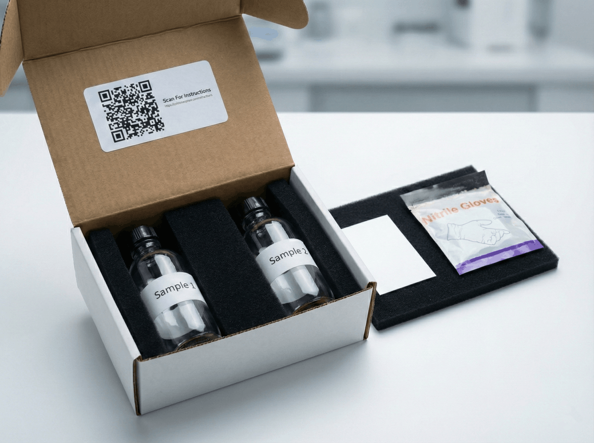 PlasticWaterTest kit - sterile glass vials in premium packaging